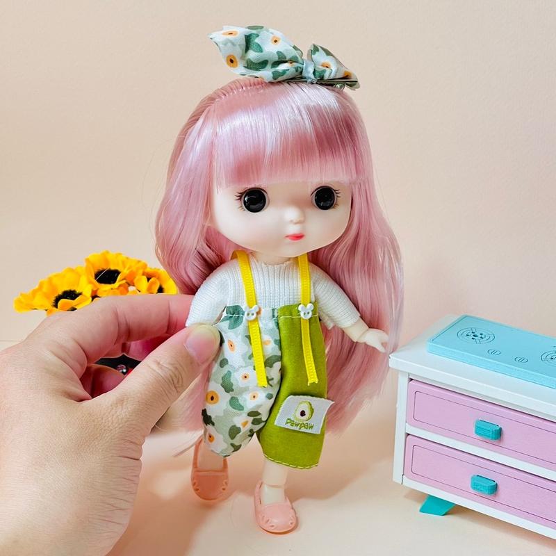 Búp bê chibi đầu to BJD 17cm xinh xắn kèm váy áo đồ chơi quà tặng sinh nhật cho bé gái trang trí nhà cửa Toy