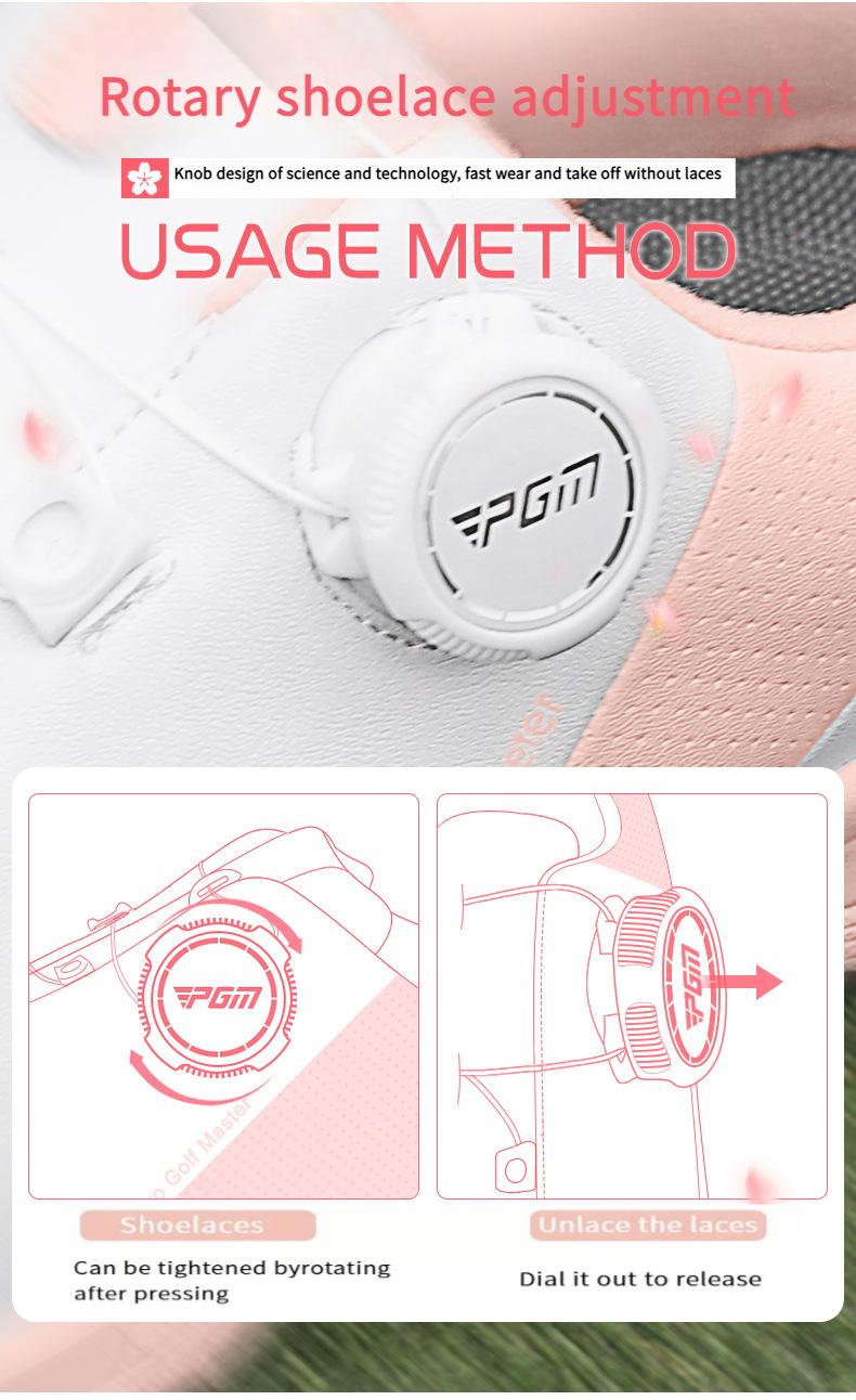 Product Introduction of [PGM] Golf Shoe Women's Waterproof Sneakers Anti-Slip Lightweight Knob Comfortable Shock-Absorbing Mid-Sole Nail-Free Shoes Xz343 12