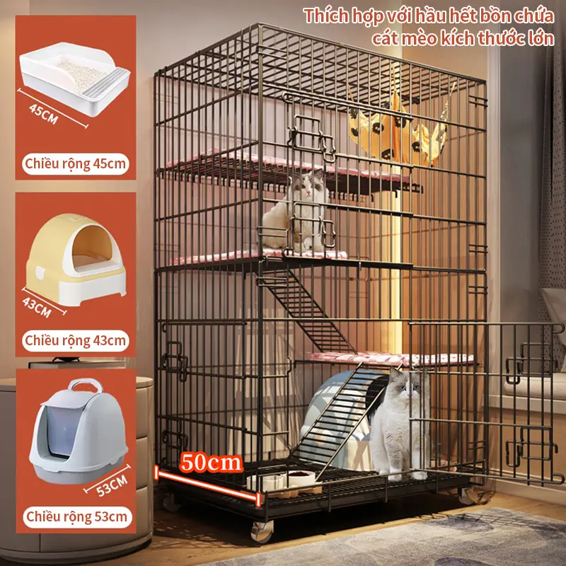 chuồng mèo ，hàng giao ngay chuồng mèo 3 tầng Gấp Gọn Lồng chuồng  mèo giá rẻ tặng khay giá rẻ Có 3/4 tầng  có thể gập gọn