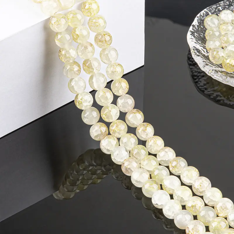 Charm Điện Thoại Di Động Ngọc Bích Vàng, 10mm, Ngọc Bích Vỡ Băng Vết Nứt, Hạt Vòng Tay Tự Làm Thủ Công, Hạt Xâu, Phụ Kiện Trang Trí, Popcorn, Thích Hợp Để Làm Vòng Tay