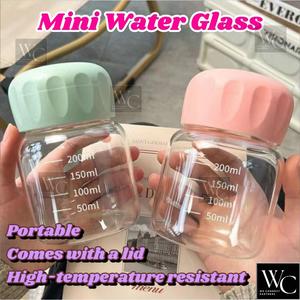 Botol Air Chubby Glass Water Mini Bottle Fashion Cute Portable Mini Water Cup Tea Coffee Iced American Coffee Latte Cup High Appearance Milk Transparent Cup Leak-proof Glass Durable Lightweight Compact Perfect Companion Travel Office Casual Outings Mini