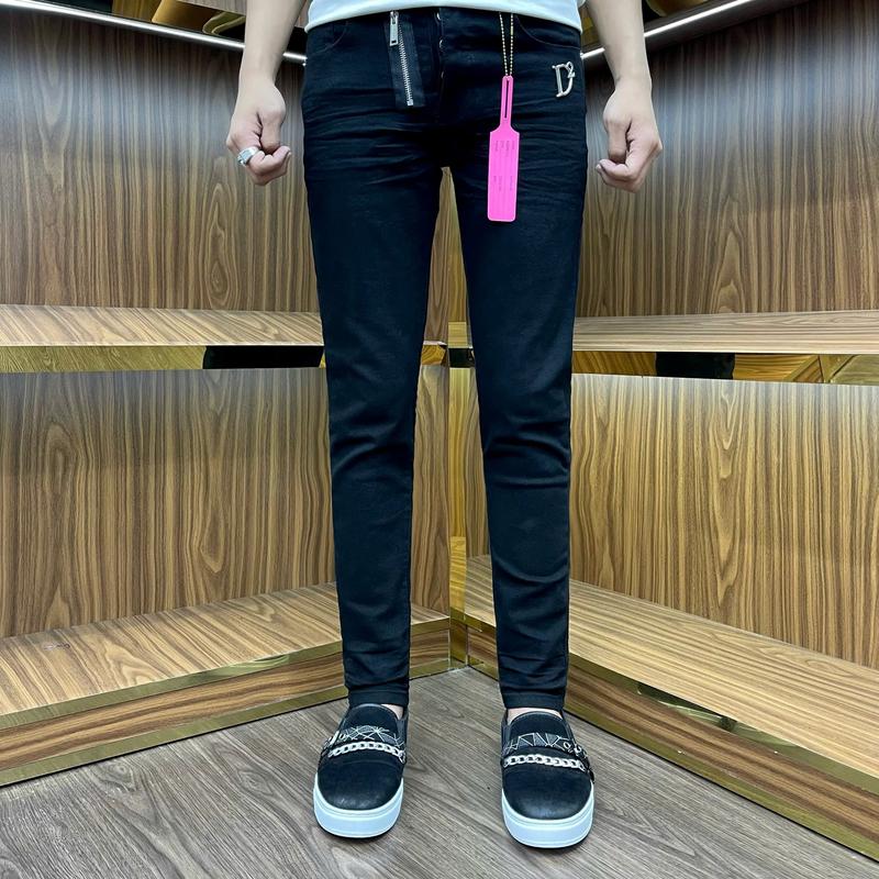 quần Jeans nam đen trơn khóa lệch d2 bạc đính đùi có bốn cúc