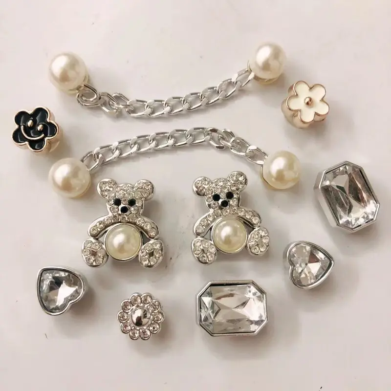 Phụ Kiện Trang Trí Giày, Phụ Kiện Lỗ Tự Làm, Khóa Giày, Dây Xích Khóa Giày, Kim Cương, Đẹp Mắt, Cho Giày 0