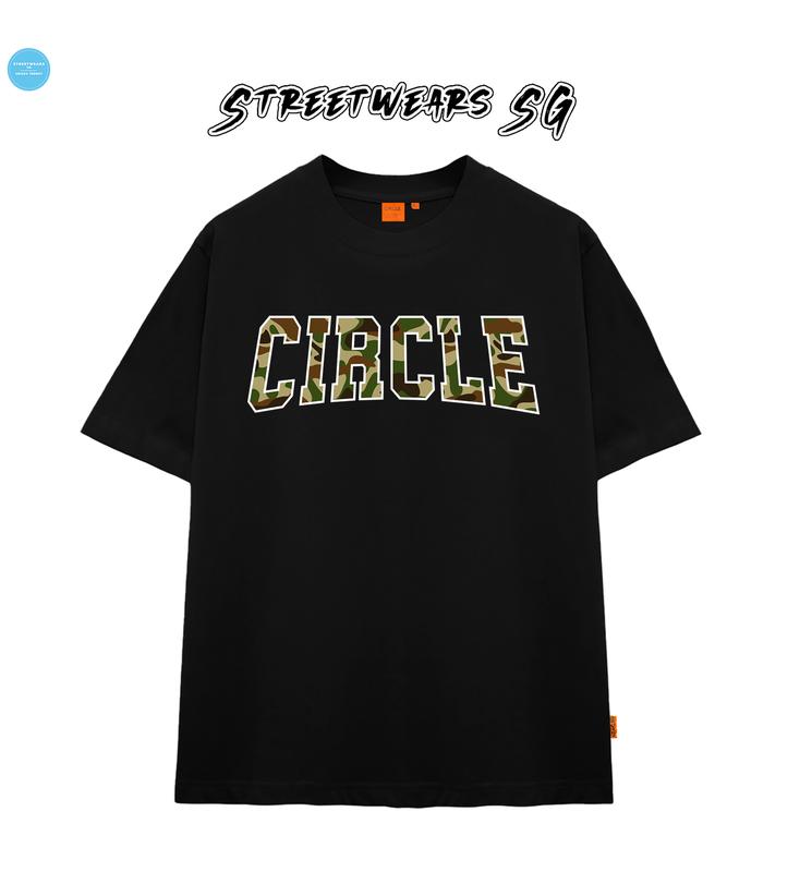 Áo thun cổ tròn chữ rằn ri cotton cao cấp nam nữ form rộng - Streetwears SG Menswear Đen