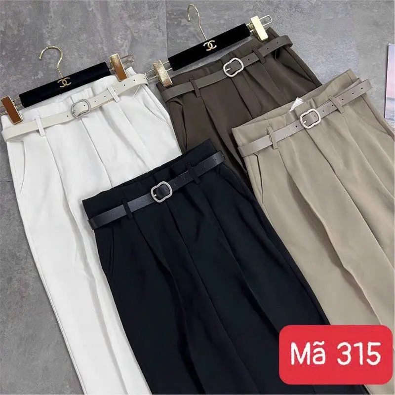 [ Tặng kèm đai ]Quần baggy cạp liền Nữ vải Gold Nhật Women Pants