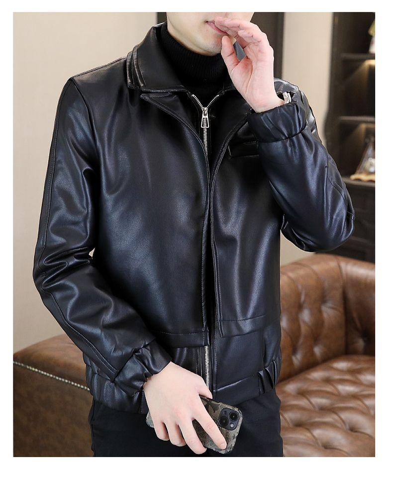 Product Introduction of High-End Leather Men's Casual Jacket Korean-Style Slim-Fit Motorcycle Clothing Leather Jacket Long-Sleeved Jacket Cold-Proof Raccoon Coat Parent 39