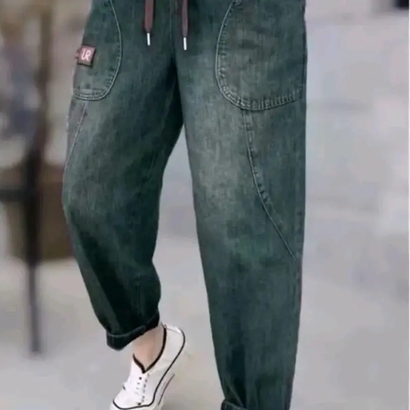 Quần jean nữ dáng baggy cạp lưng chun trẻ trung năng động với 3 tông màu Women Pants