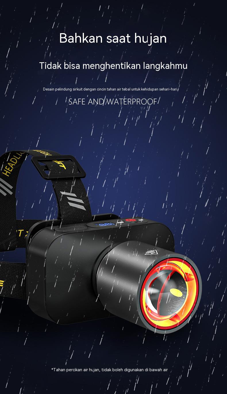 COD Senter Kepala Baru 1200 Lumen USB-C Isi Ulang, Zoom Fokus, Tahan Lama, Portabel Untuk Camping, Memancing, Hiking, Cocok Pria & Wanita 2026