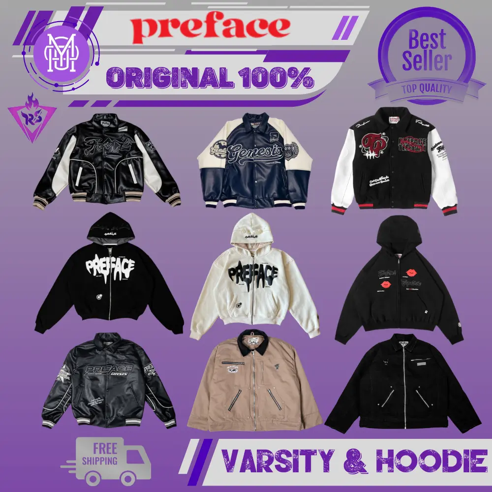 [ORIGINAL 100%] Hoodie PREFACE X TELEPATI.CHE | Heatwave Smooch Summer Romance | Oasis Broken White Zip Hoodie | VARSITY UNCHARTED | Preface Silvercraft Work Jacket | Preface CHAPTER 7 | Genesis Varsity Leather Jacket | Preface Black Lined Boxy Hoodie
