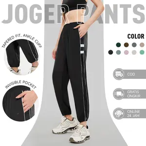KKTOP Celana Olahraga Joger Wanita Korean Style Celana Training Wanita Pakaian Karet Nyaman Ringan Sport