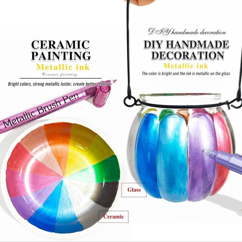 Product Introduction of Metallic Paint Marker Pen, 12/24/36pcs Dual Tips Metallic Paint Marker Pen Set, Fine Marker Pen for Rock Wood Ceramic Canvas DIY Painting Drawing, Art Supplies 3