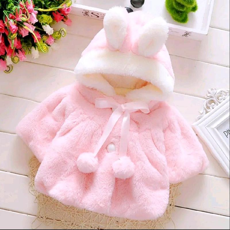 Áo khoác lông loại 1. có mũ trùm đầu ấm áp cho bé 0