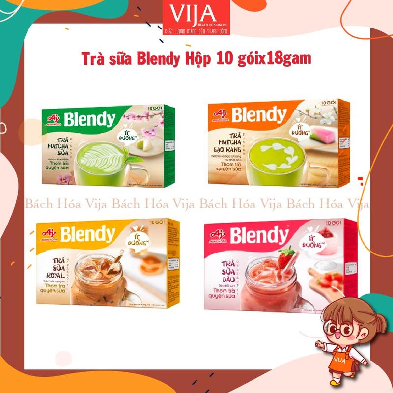 Trà sữa Blendy Mix Vị Matcha/Dâu/Royal/Gạo Rang Hộp 10 góix18gam