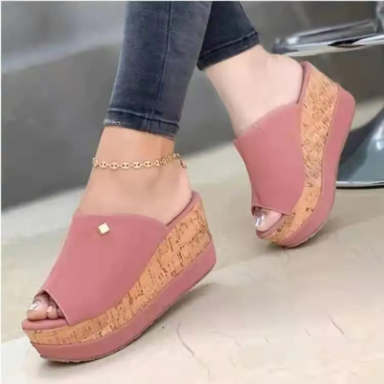 Plus Size Ladies Wedge Sandals New Summer Peep Toe Platform Retro Sandals Rubber Shoes
