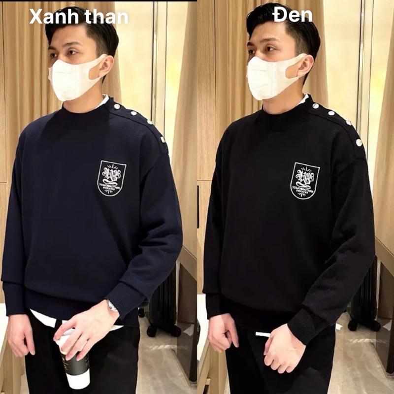 AL100 - ÁO LEN NAM CỔ TRÒN CÀI CÚC VAI DÀI TAY ĐEN XANH THAN 3237