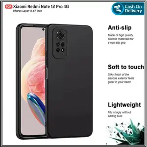 Case Compatible For Xiaomi Redmi Note 12 4G Redmi Note 12 PRO 4G Redmi Note 12 PRO 5G Soft Case Premium Casing Hp Slim Cover Black Anti Fingerprint System