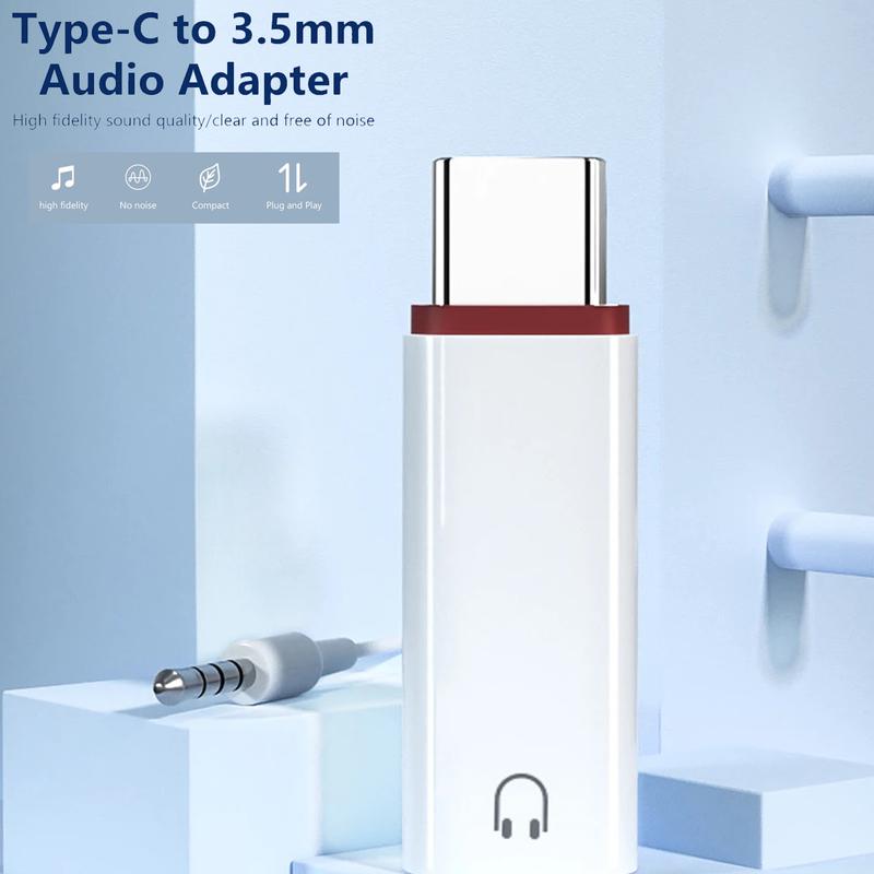 Bộ Chuyển Đổi Tai Nghe Type C Sang 3.5Mm, Bộ Chuyển Đổi Giắc Cắm 3 5 Mm, Tương Thích Với Điện Thoại, Bộ Chuyển Đổi Cáp AUX 3.5Mm Kem Phụ Kiện 1