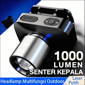 Senter Kepala LED 1000 Lumen Super Terang - Rechargeable USB Zoom Fokus Penyebaran Tahan Air Sensor Gerak untuk Berkemah Outdoor（HOT SELL）