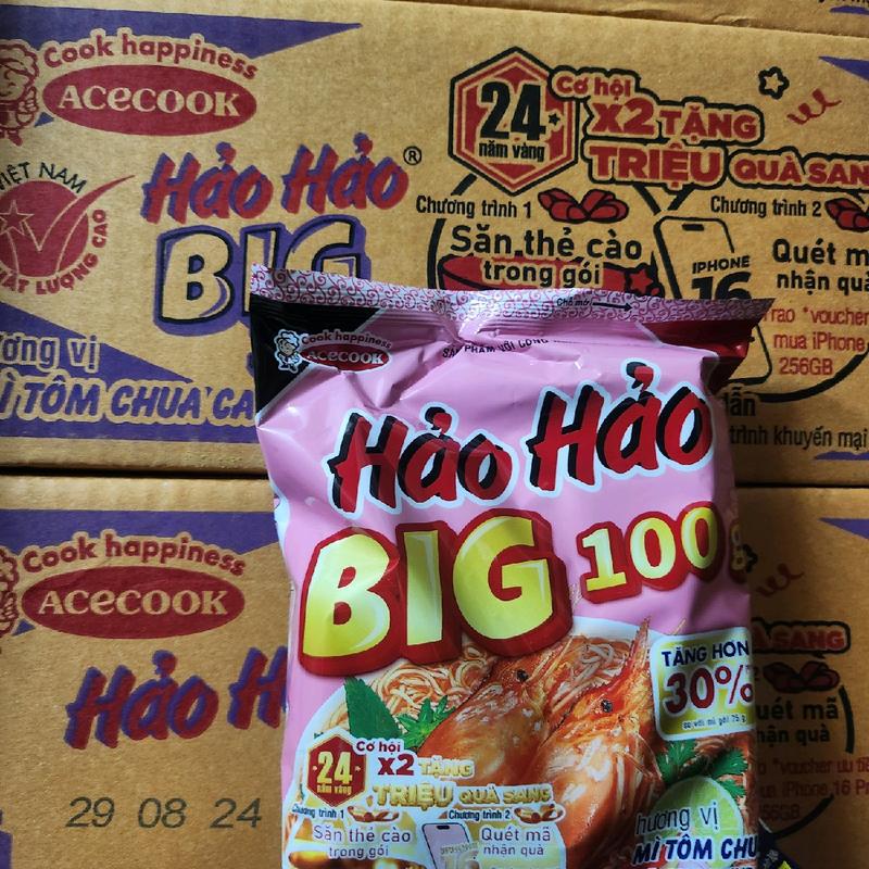 Mì Hảo Hảo Big tôm chua cay 30 gói thùng 100 gram gói