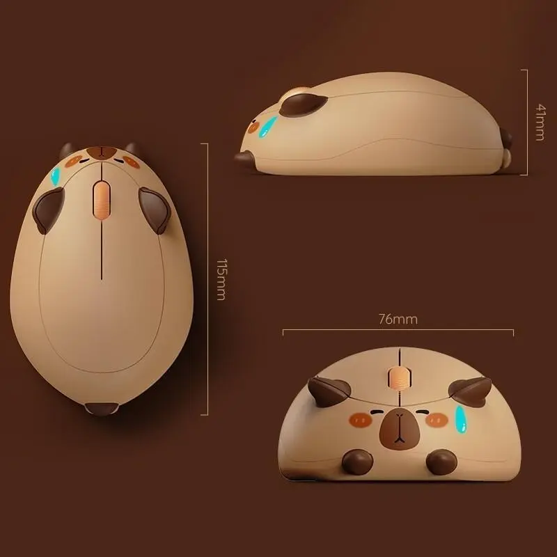 Chuột không dây, Công nghệ quang học máy tính, Thiết kế hình Akko Capybara và mèo, Chủ đề Hamster, Tần số 2.4GHz, Hoạt hình dễ thương 6