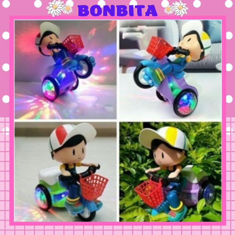 Đồ chơi em bé đi xe đạp xoay 360 độ có đèn và nhạc