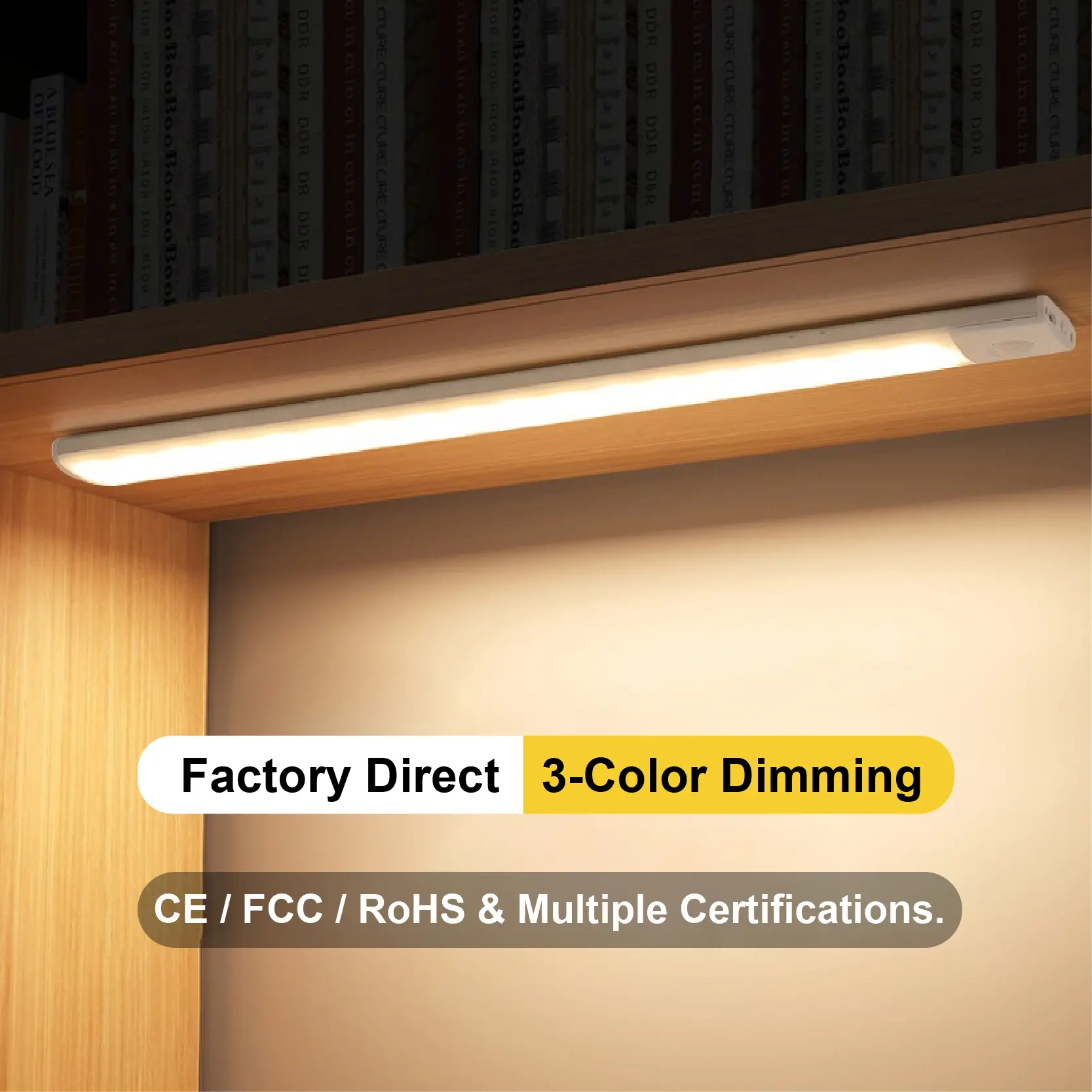 Ultra-Thin Human Motion Sensor LED Light Strip - Magnetic Rechargeable Smart Lighting for Cabinets, Wardrobes, and Pantries