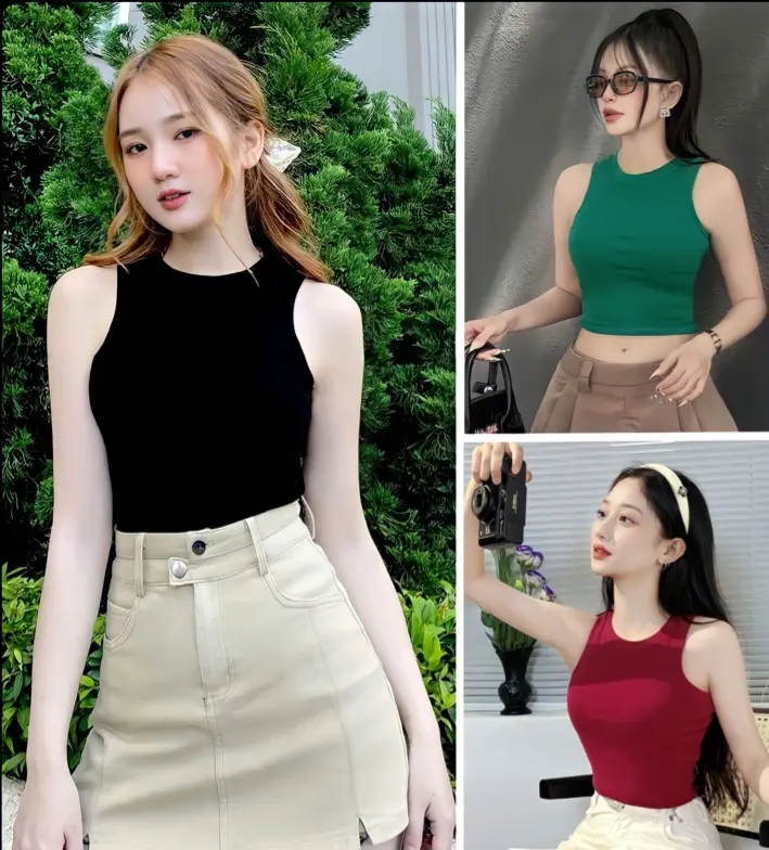 Áo Croptop Ba Lỗ Nữ Kiểu Ôm Body Tank Top Vải Co Giãn Tốt, Áo ba lỗ nữ free size 0