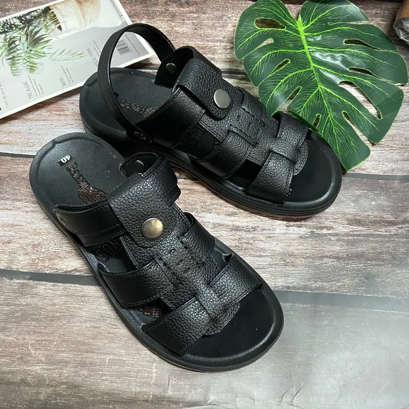 Dép Dọ Da Bò Nappa- ĐẾ KẾP Kiểu Sandal Mũi Mở 2CE Hàng Bảo Hành 12 Tháng Nhung  Đế Bằng DéP 3