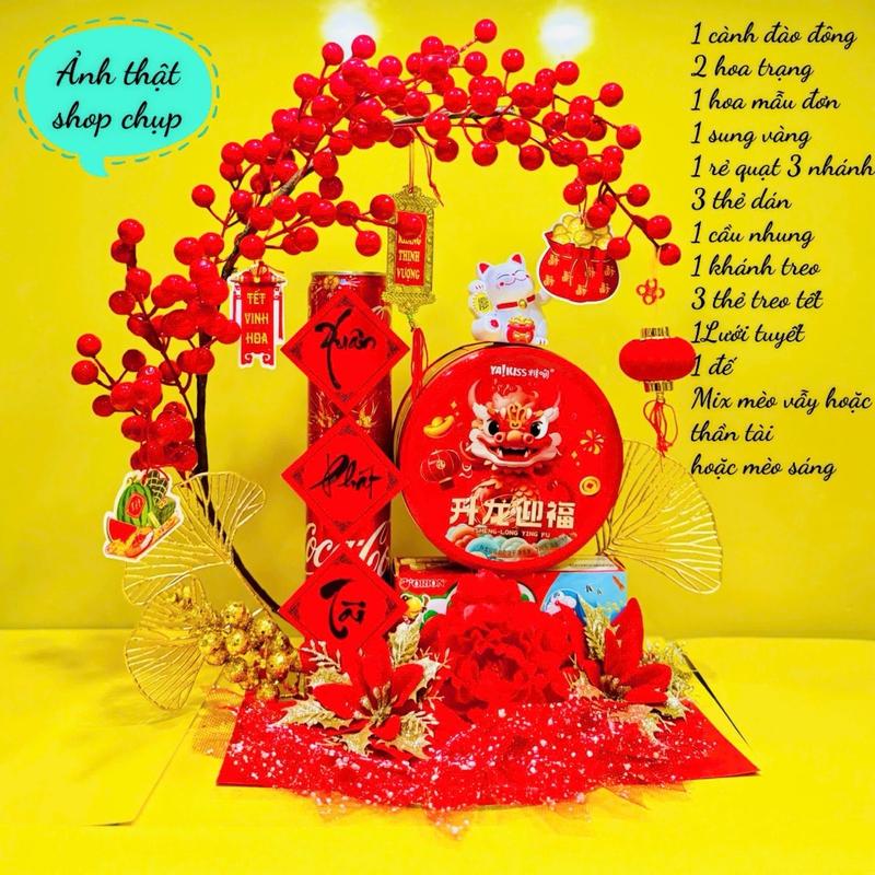 TẶNG ĐÈN LED 2 Mét- Sét Đào Đông Sét phụ kiện trang trí Vip Đào Đông trang trí tháp Tết 2026 sét đồ làm tháp bánh tài lộc tháp bia tháp oản giá rẻ đầy đủ chi tiết set