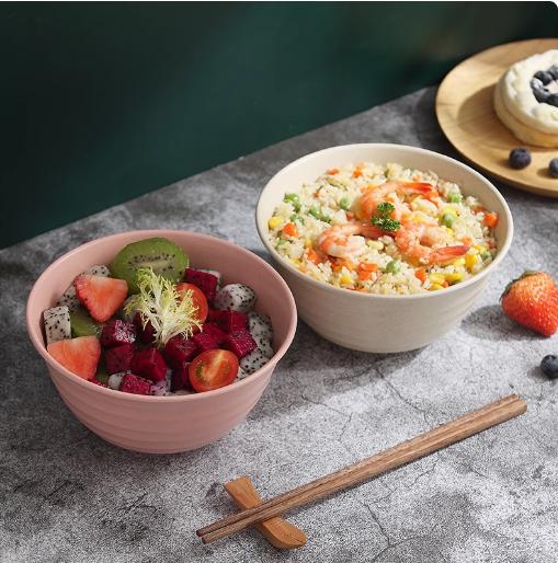 4 cái/bộ rơm lúa mì bát tròn hộ gia đình bát salad Bát thân thiện với môi không thể phá vỡ trẻ em rơm lúa mì bát đặt bát nhỏ 4