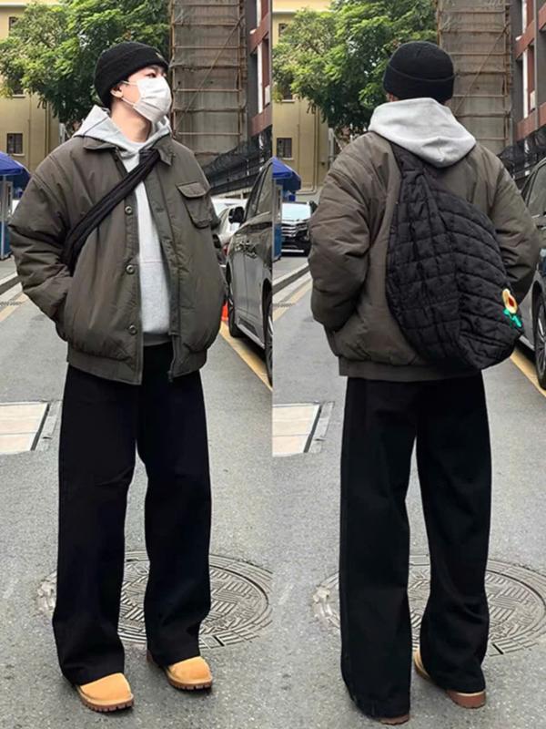 Quần jean nam ống rộng nam màu đen, quần bò ống rộng nam _ jean dày cá tính phong cách 2024