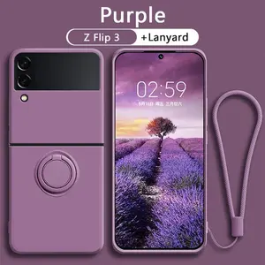 Silicone Candy Case + Ring dan Tali SMG Z Flip 3 Z Flip 4 Z Flip 5 Z Flip 6 Z Flip 7 With Lanyard