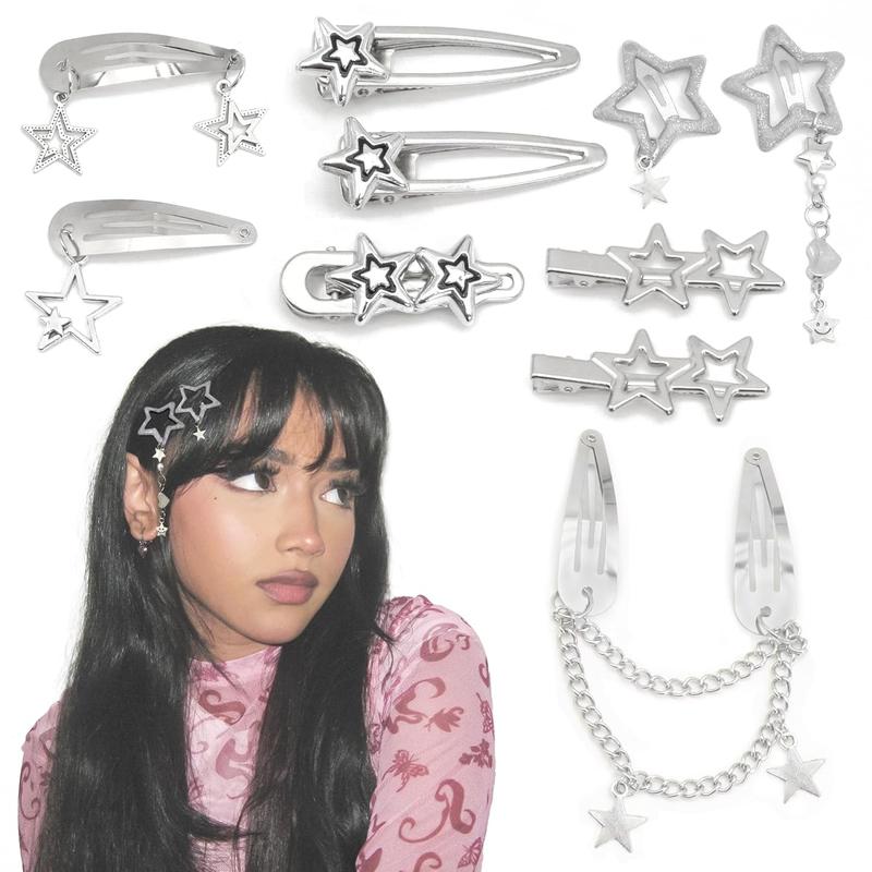 10 count Star Hair Clips Y2K Hair Clips Metal Star Barrette - TikTok Shop