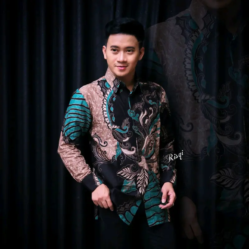 Kemeja Batik Pria Lengan Panjang Motif Sangkuriang Cowok Katun Nyaman Baju Pendek 4