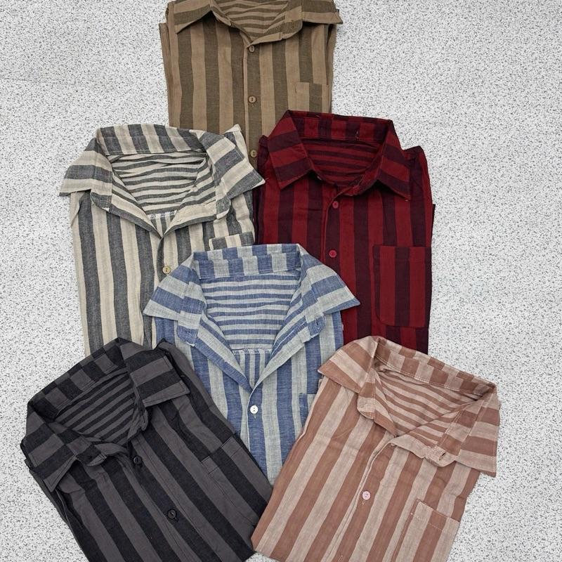 Áo Sơ Mi Cotton Kẻ To 2 Mặt,Mặt Trong Kẻ Nhỏ Freesz Dưới 62kg 4