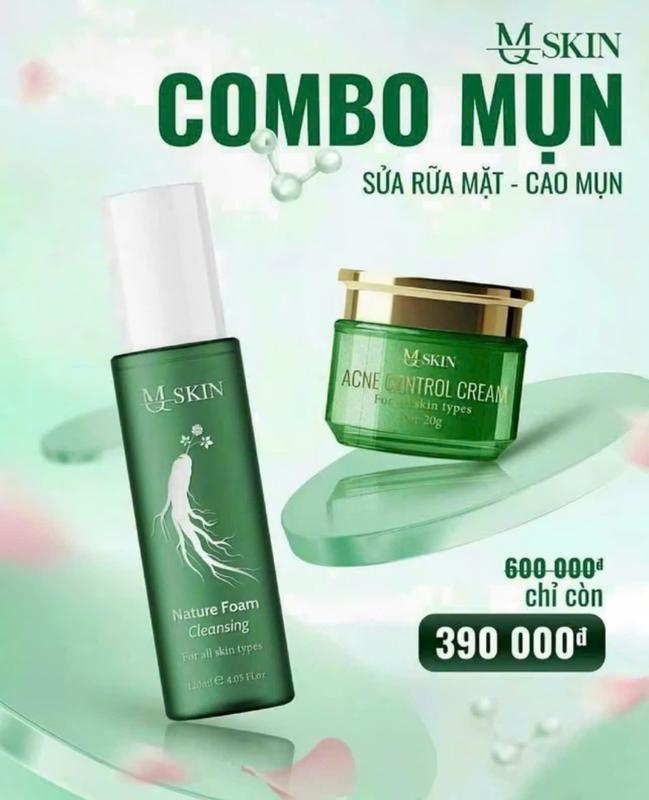 ( MQSKIN ) COMBO CAO MỤN + SỮA RỮA MẶT .Ngừa Mụn - Mờ Thâm Sẹo , Mềm Min,Trắng Sáng- Skincare  chăm sóc da mụn  sản phẩm đặc trị mụn Làm Đẹp Da Nữ Giảm Mụn Dưỡng Ẩm Da Có nguồn gốc tự nhiên Skin Care Kits Niacinamide Serum kem mụ n