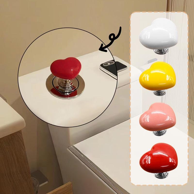 Product Introduction of Nút nhấn nhà vệ sinh hình trái tim, thiết kế sáng tạo, dễ thương và tiện dụng, hỗ trợ nút bình chứa nước, trang trí phòng tắm 0