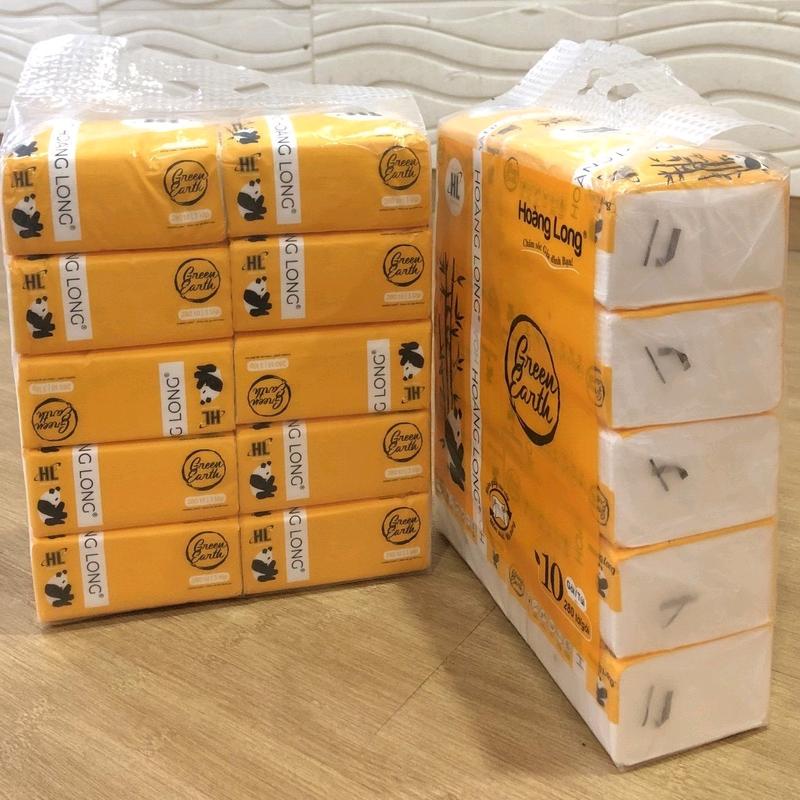 1 LỐC 10 GÓI KHĂN GIẤY RÚT HOÀNG LONG SIPIAO GẤU TRÚC 300 TỜ 3 LỚP