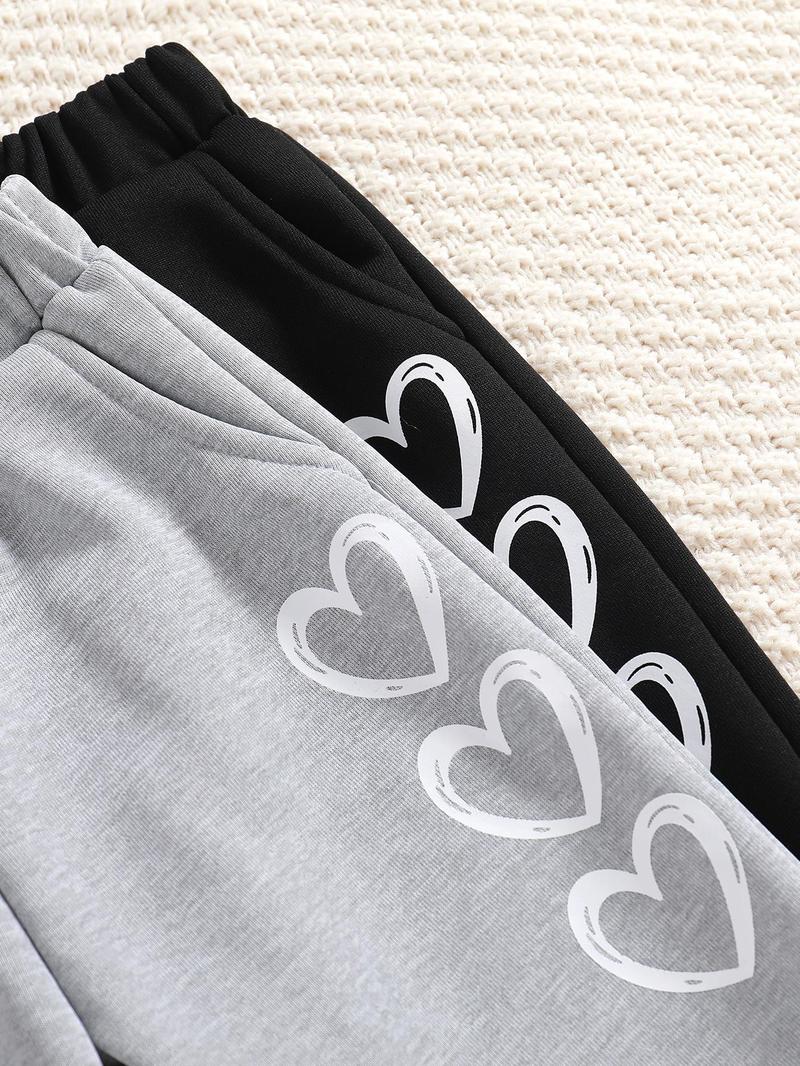 Product Introduction of Girl's Heart Print Pocket Jogger Pants, Casual Comfy Sweatpants for Daily Wear, Kids Bottoms for Fall & Winter 15
