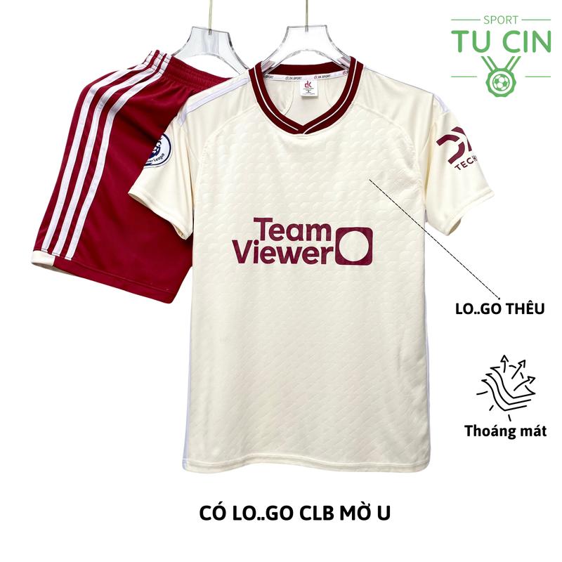 TOP QUẦN ÁO BÓNG ĐÁ, ĐỒ ĐÁ BANH CLB MAN U MÀU KEM ( CÓ LO..GO CLB THÊU) CHẤT VẢI THUN LẠNH  CAO CẤP NAM NỮ, KHÔNG XÙ, KHÔNG PHAI MÀU TUCIN SOPRT 0