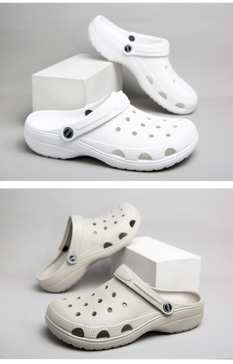 Product Introduction of Summer new style solid color hole shoes, men and women's sandals, suitable for wearing on the beach and other occasions 9