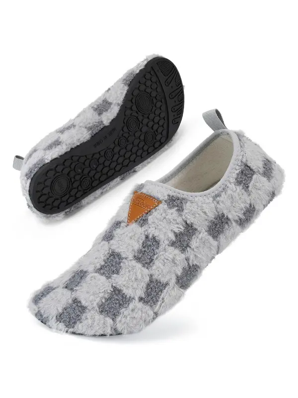 Women's Plaid Pattern Plush Slippers, Casual Soft Comfortable Home Slippers, Warm Slippers for Indoor & Outdoor Use for Women & Girls 1