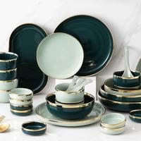 Gambar [Vaes] Dining Set 9 Pcs Royal/ Piring Set List Gold Keramik Mewah/ Peralatan Makan Luxury Piring dari Vaes Houseware Kota Medan 1 Tokopedia