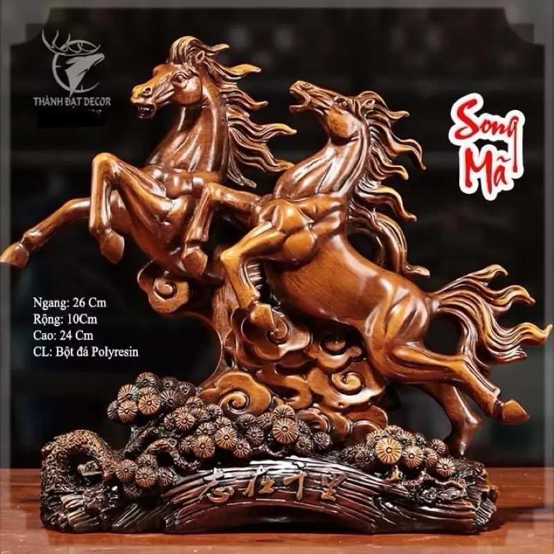Tượng Song Mã , 2 Con Ngựa Dành Cho Người Tuổi Ngọ Trang Trí Nội Thất, Quà Tặng Tân Gia Khai Trương , Tặng Sếp Decor Trang Trí Nhà Decor Phòng 0