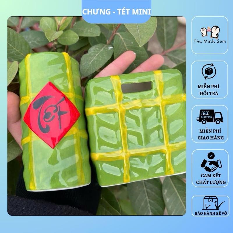 lỗ nhét nhẫn 1 chỉ ống heo hình bánh chưng bánh tét ống heo đựng nhẫn heo đất tiết kiệm decor