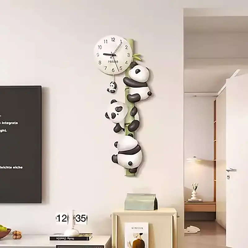 Đồng Hồ Treo Tường Gấu Trúc Lắc  Có LED Cute trang trí siêu dễ thương quà Tặng Tân Gia Decor Decor Phòng Decor Decor Phòng Tráng Gương 5
