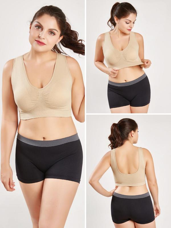 Women's Solid Ruched Backless Sports Bra, Wireless Push Up Bra, Breathable Comfortable Sports Bra for Yoga Gym Workout, Women's Lingerie 2