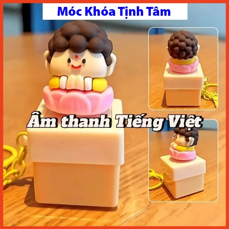 Móc Khoá Tịnh Tâm Gõ Mõ Bản Tiếng Việt, Móc Khoá Tích Đức Giải Nghiệp Bản Tiếng Việt Vui Nhộn Hot Trend Làm Quà Tặng 1