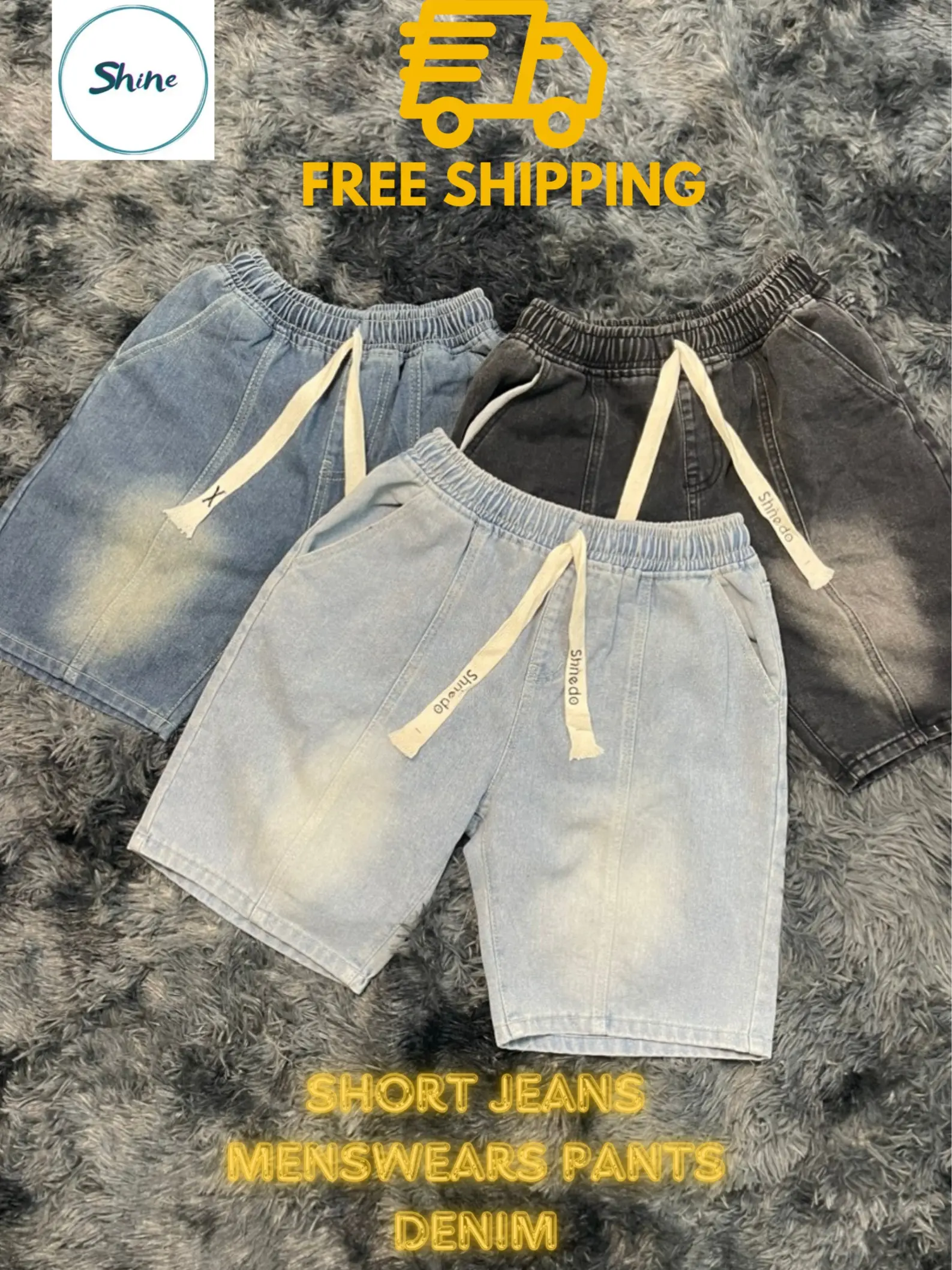 Quần Short Jeans chun Nam SHINEJEANS trẻ trung Menswears  thường thông thường có thể giặt máy
