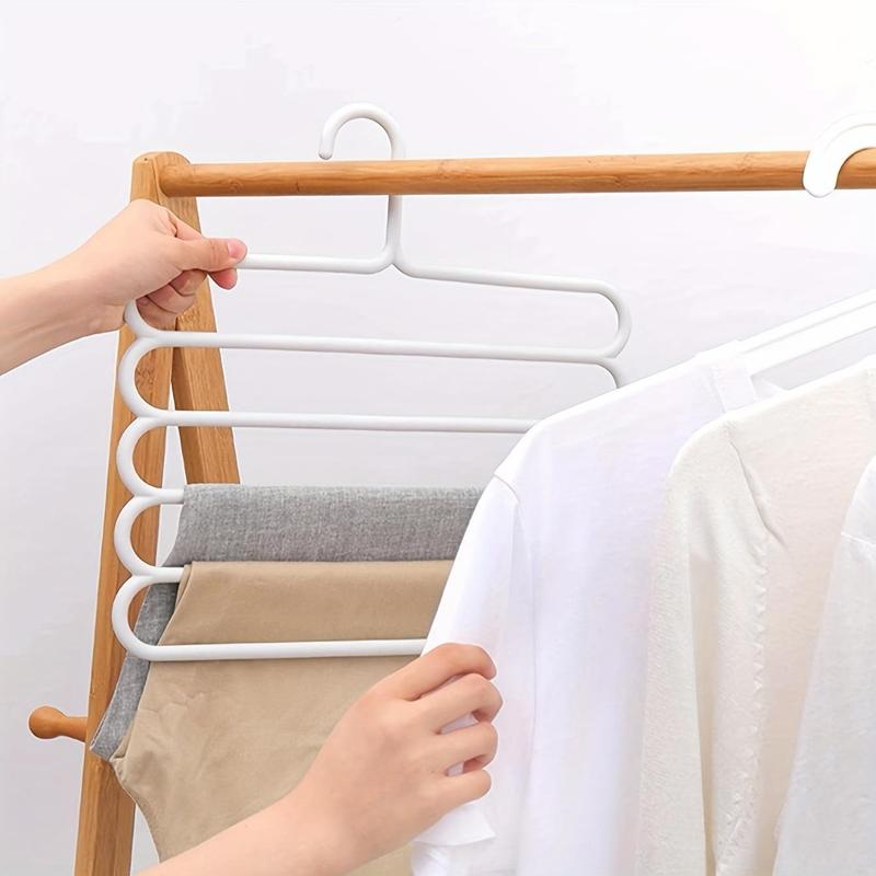 5 Layer Pants Hanger, 3 Counts Space Saving Non-slip Pants Rack, Multifunctional Clothes Hanger for Home Bedroom Closet, Organiser 4